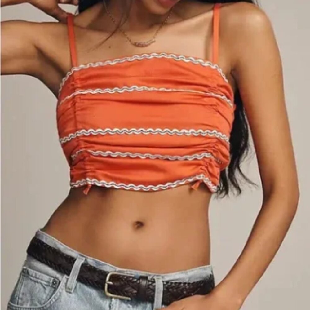 Anthropologie Celandine Rickrack Cinched Crop Cami XS/S